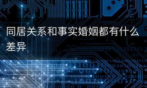 同居关系和事实婚姻都有什么差异