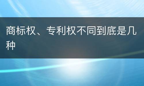 商标权、专利权不同到底是几种