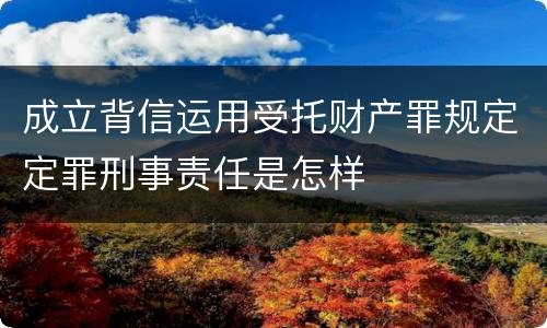 成立背信运用受托财产罪规定定罪刑事责任是怎样