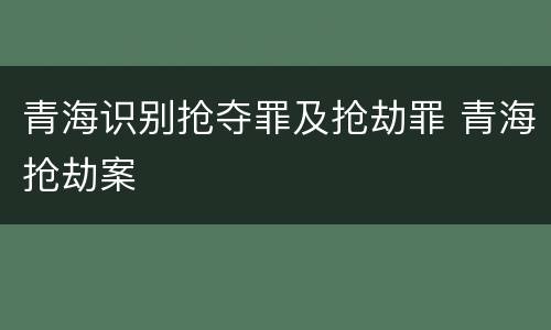 青海识别抢夺罪及抢劫罪 青海抢劫案