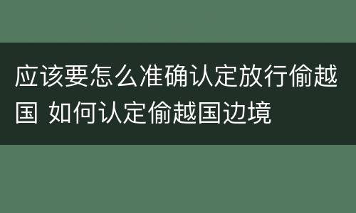 应该要怎么准确认定放行偷越国 如何认定偷越国边境