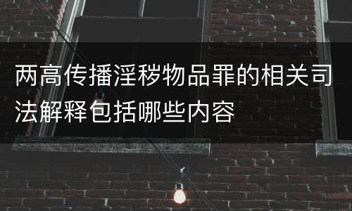 两高传播淫秽物品罪的相关司法解释包括哪些内容