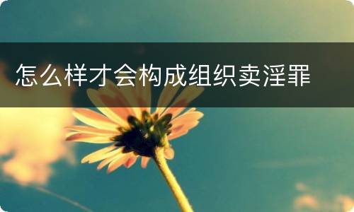 怎么样才会构成组织卖淫罪