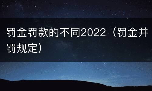 罚金罚款的不同2022（罚金并罚规定）