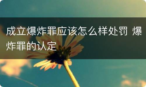 成立爆炸罪应该怎么样处罚 爆炸罪的认定