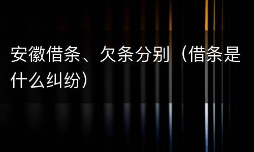 安徽借条、欠条分别（借条是什么纠纷）