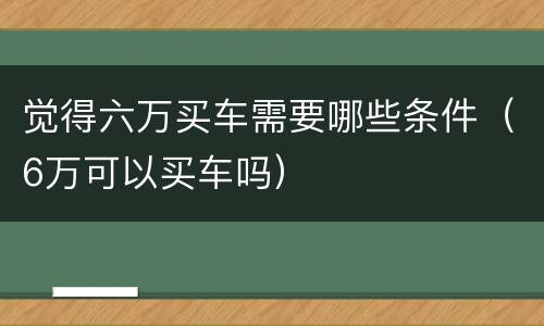 觉得六万买车需要哪些条件（6万可以买车吗）