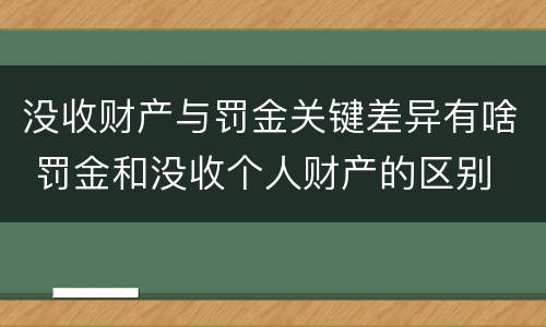 没收财产与罚金关键差异有啥 罚金和没收个人财产的区别