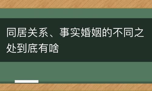 同居关系、事实婚姻的不同之处到底有啥