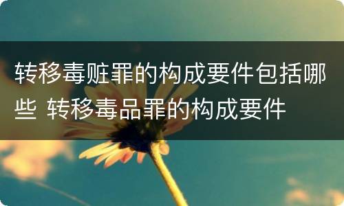 转移毒赃罪的构成要件包括哪些 转移毒品罪的构成要件