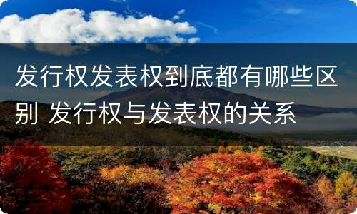 发行权发表权到底都有哪些区别 发行权与发表权的关系