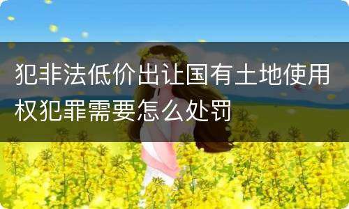 犯非法低价出让国有土地使用权犯罪需要怎么处罚