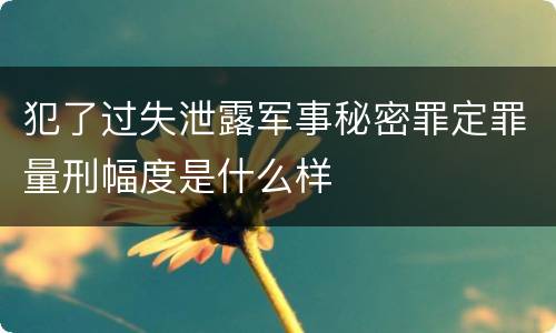 犯了过失泄露军事秘密罪定罪量刑幅度是什么样