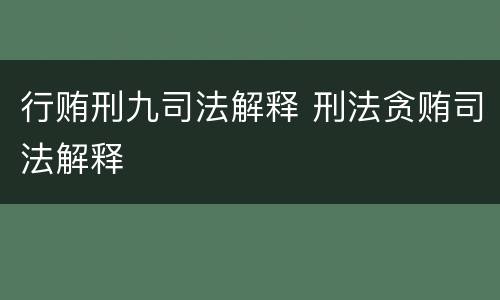 行贿刑九司法解释 刑法贪贿司法解释
