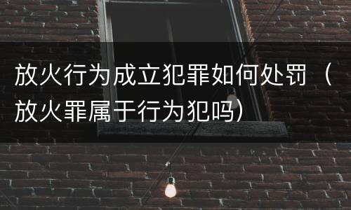 放火行为成立犯罪如何处罚（放火罪属于行为犯吗）
