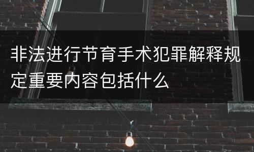 非法进行节育手术犯罪解释规定重要内容包括什么