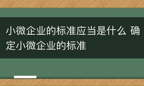 小微企业的标准应当是什么 确定小微企业的标准