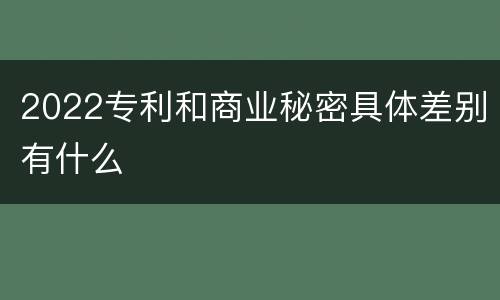 2022专利和商业秘密具体差别有什么