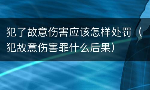 犯了故意伤害应该怎样处罚（犯故意伤害罪什么后果）