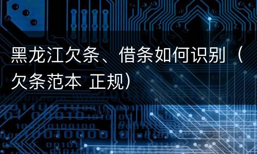 黑龙江欠条、借条如何识别（欠条范本 正规）