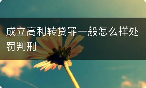 成立高利转贷罪一般怎么样处罚判刑