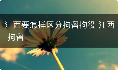 江西要怎样区分拘留拘役 江西 拘留