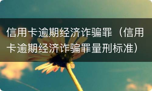 信用卡逾期经济诈骗罪（信用卡逾期经济诈骗罪量刑标准）