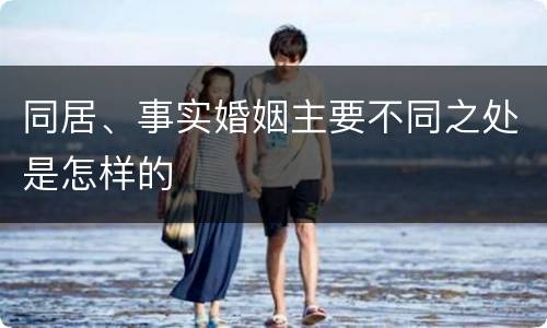 同居、事实婚姻主要不同之处是怎样的