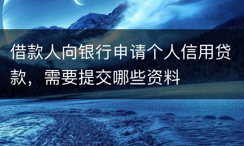 借款人向银行申请个人信用贷款，需要提交哪些资料