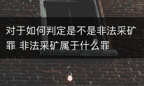 对于如何判定是不是非法采矿罪 非法采矿属于什么罪