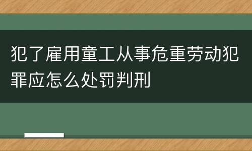犯了雇用童工从事危重劳动犯罪应怎么处罚判刑