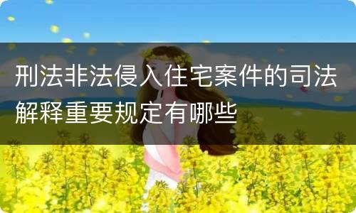 刑法非法侵入住宅案件的司法解释重要规定有哪些