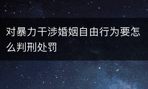 对暴力干涉婚姻自由行为要怎么判刑处罚