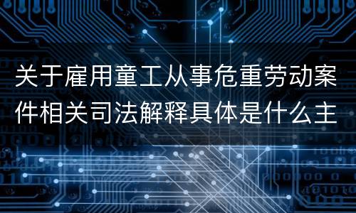 关于雇用童工从事危重劳动案件相关司法解释具体是什么主要规定