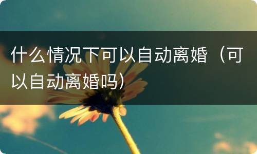 什么情况下可以自动离婚（可以自动离婚吗）