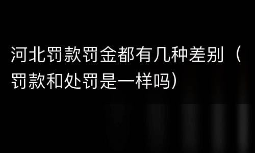 河北罚款罚金都有几种差别（罚款和处罚是一样吗）