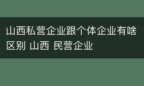 山西私营企业跟个体企业有啥区别 山西 民营企业