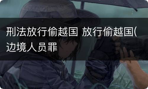 刑法放行偷越国 放行偷越国(边境人员罪