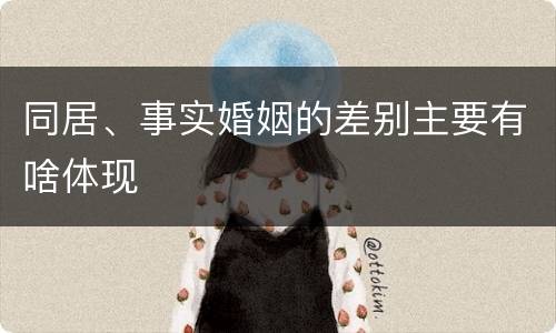 同居、事实婚姻的差别主要有啥体现