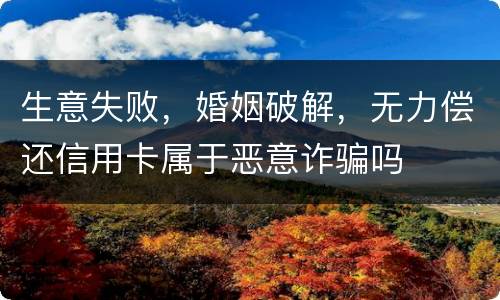 生意失败，婚姻破解，无力偿还信用卡属于恶意诈骗吗