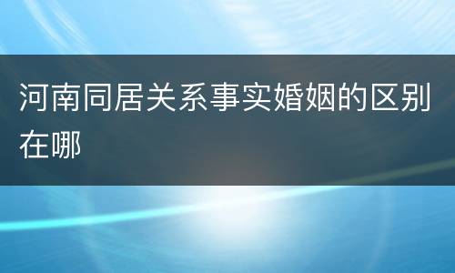 河南同居关系事实婚姻的区别在哪
