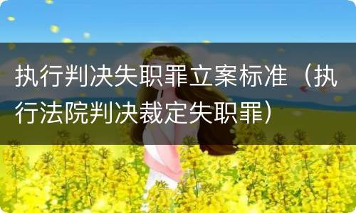 执行判决失职罪立案标准（执行法院判决裁定失职罪）