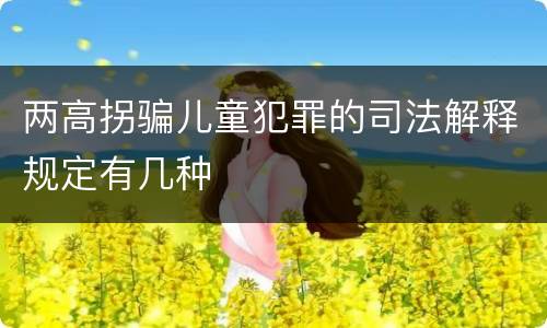 两高拐骗儿童犯罪的司法解释规定有几种