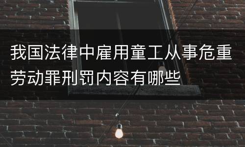 我国法律中雇用童工从事危重劳动罪刑罚内容有哪些