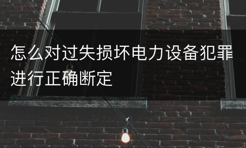 怎么对过失损坏电力设备犯罪进行正确断定