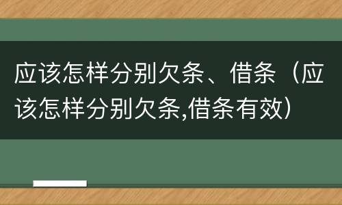 应该怎样分别欠条、借条（应该怎样分别欠条,借条有效）