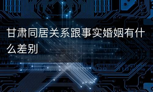 甘肃同居关系跟事实婚姻有什么差别
