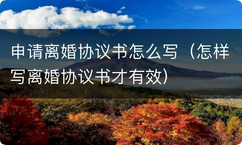 申请离婚协议书怎么写（怎样写离婚协议书才有效）