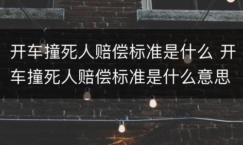 开车撞死人赔偿标准是什么 开车撞死人赔偿标准是什么意思