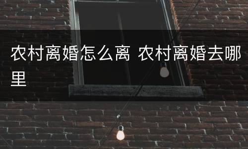 农村离婚怎么离 农村离婚去哪里